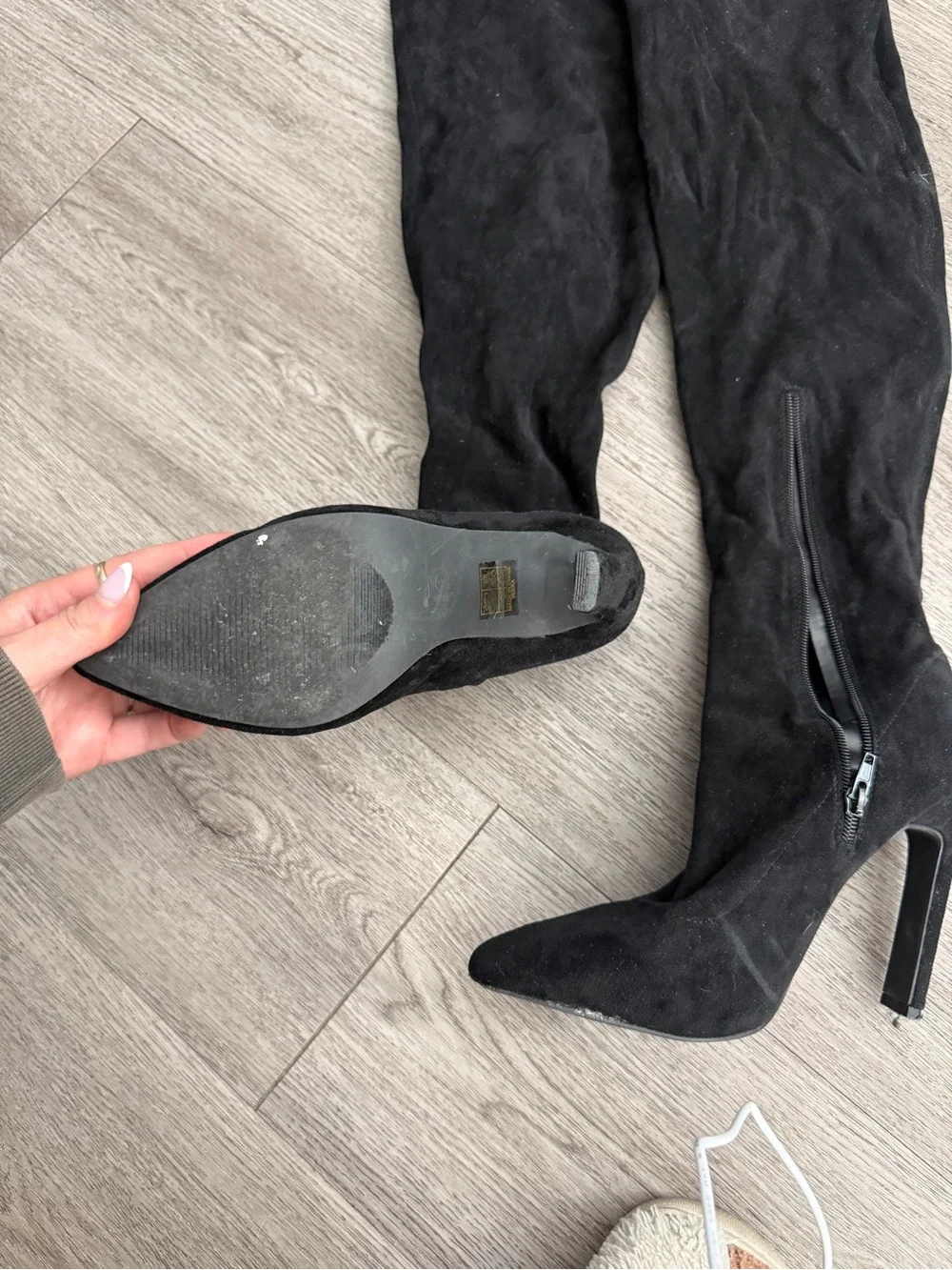 Fashion Nova Black Over-the-Knee Pointed Stiletto Boots